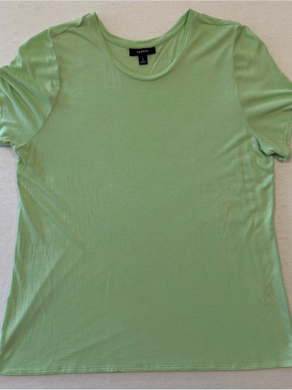 Alfani Women’s Green Scoop Neck Short Sleeve Knit Modal Silk T-Shirt M